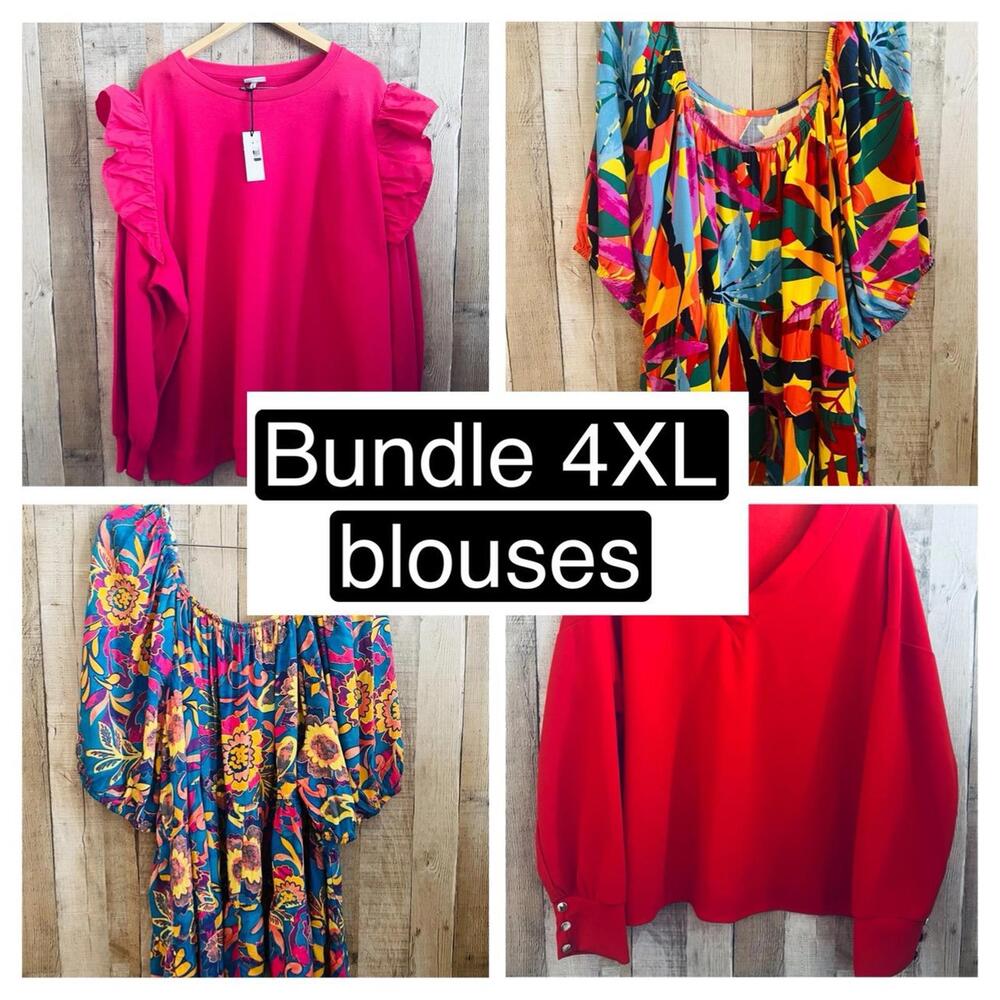 Lot of four blouses, Blue, size, size 4XL in American size